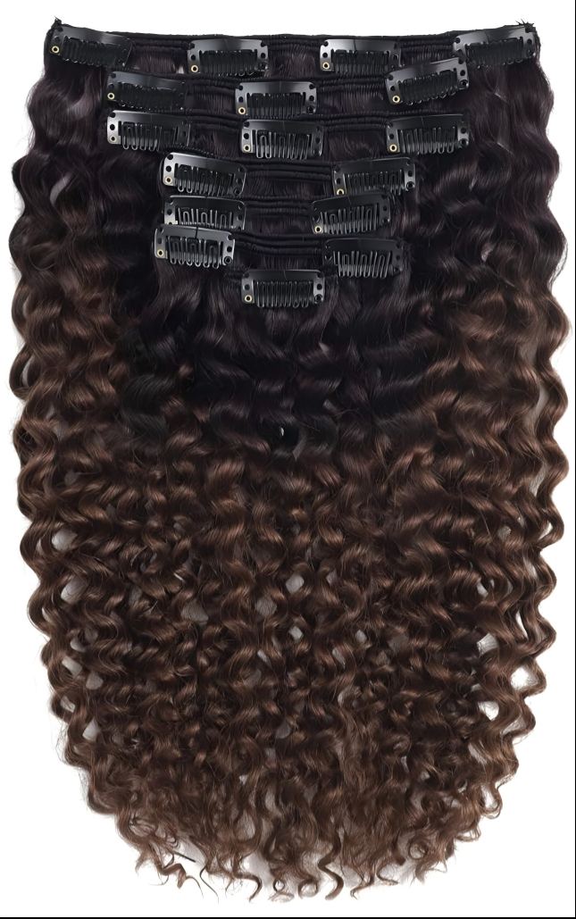 Wholesale 100% Human Clip in Hair Extensions Jerry Curly Supplier customized HE-CL-CU-#1B/4-16inch 2