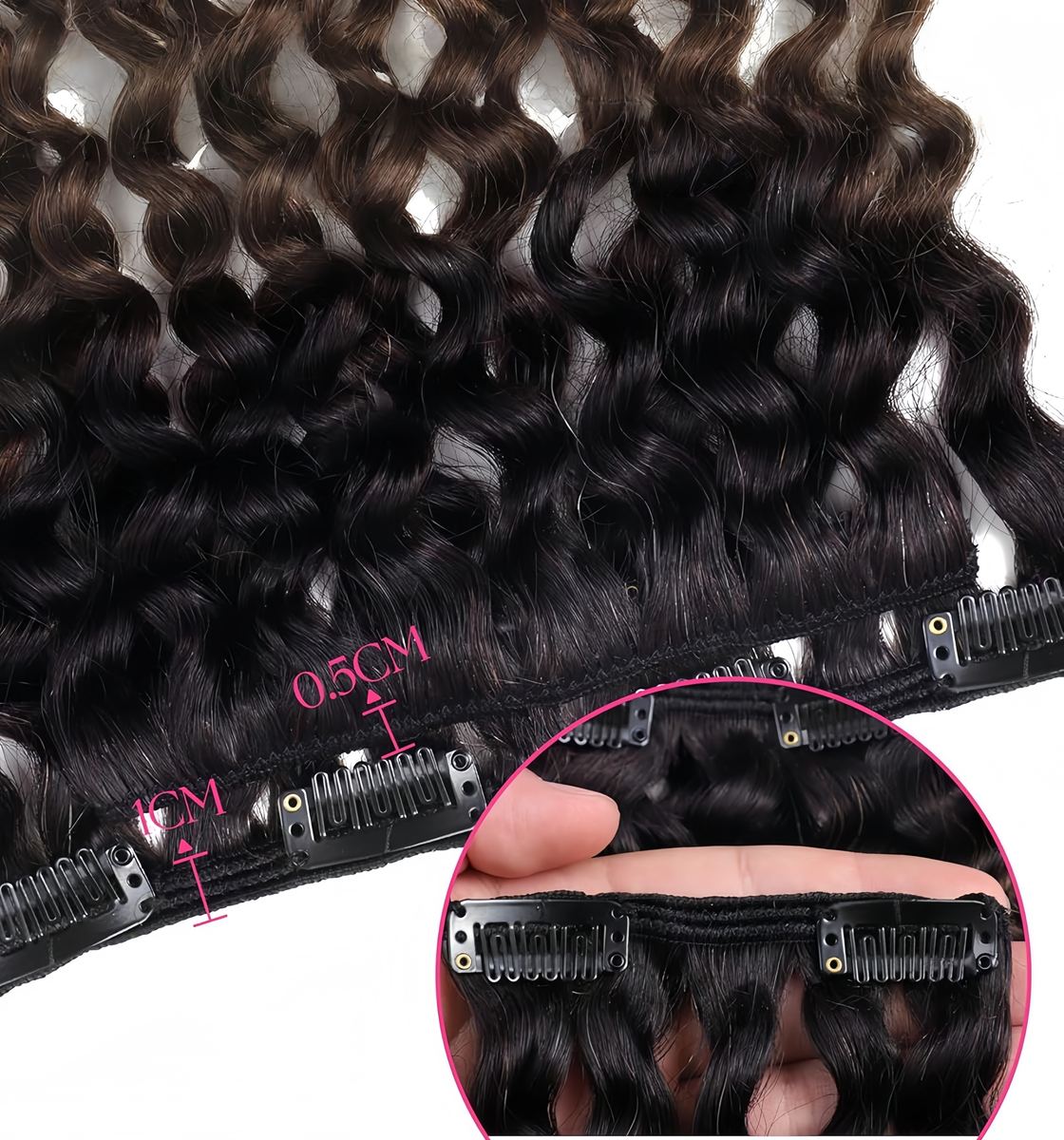Wholesale 100% Human Clip in Hair Extensions Jerry Curly Supplier customized HE-CL-CU-#1B/4-16inch 3