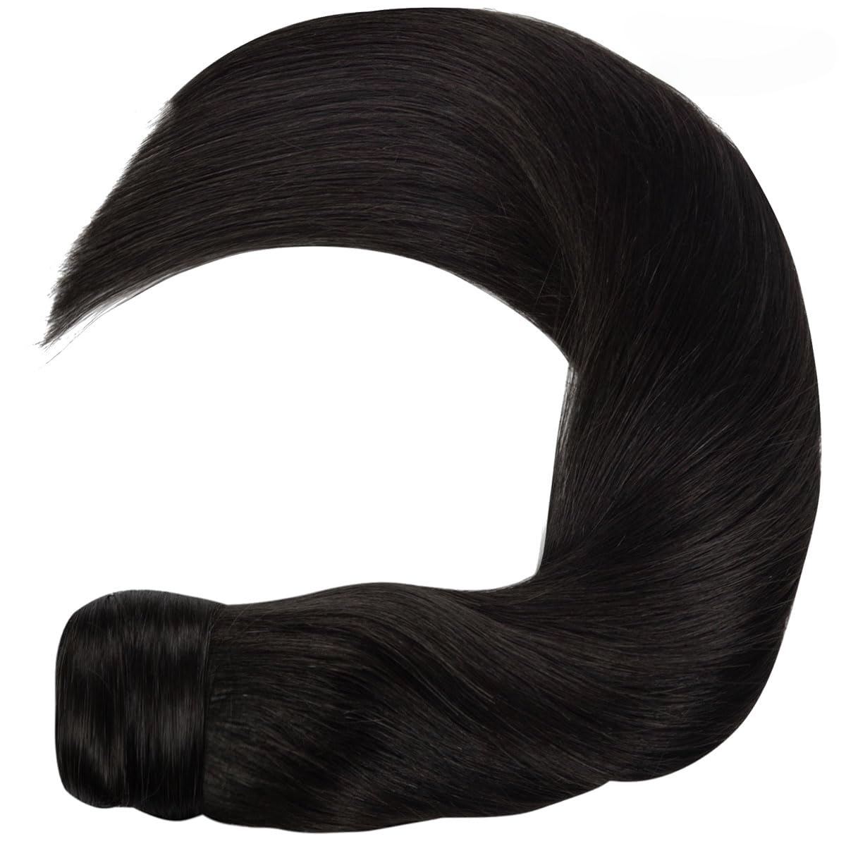 Wholesale 100% human hair Wrap Around Ponytail Hair Extensions HE-PO-ST-#1B-16inch 4
