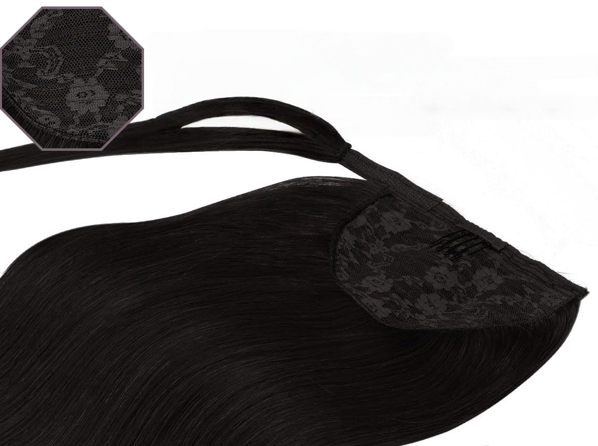 Wholesale 100% human hair Wrap Around Ponytail Hair Extensions HE-PO-ST-#1B-16inch 5