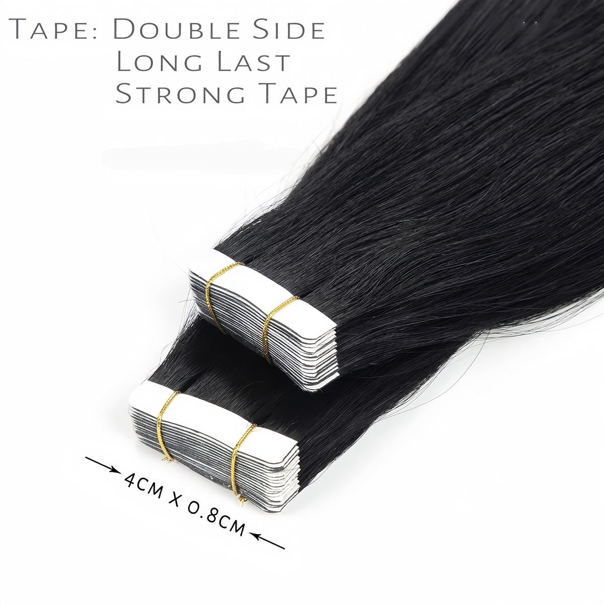 Wholesale Virgin  Human Hair Extensions Double Tape in Hair dark HE-TI-ST-#1-16inch 5