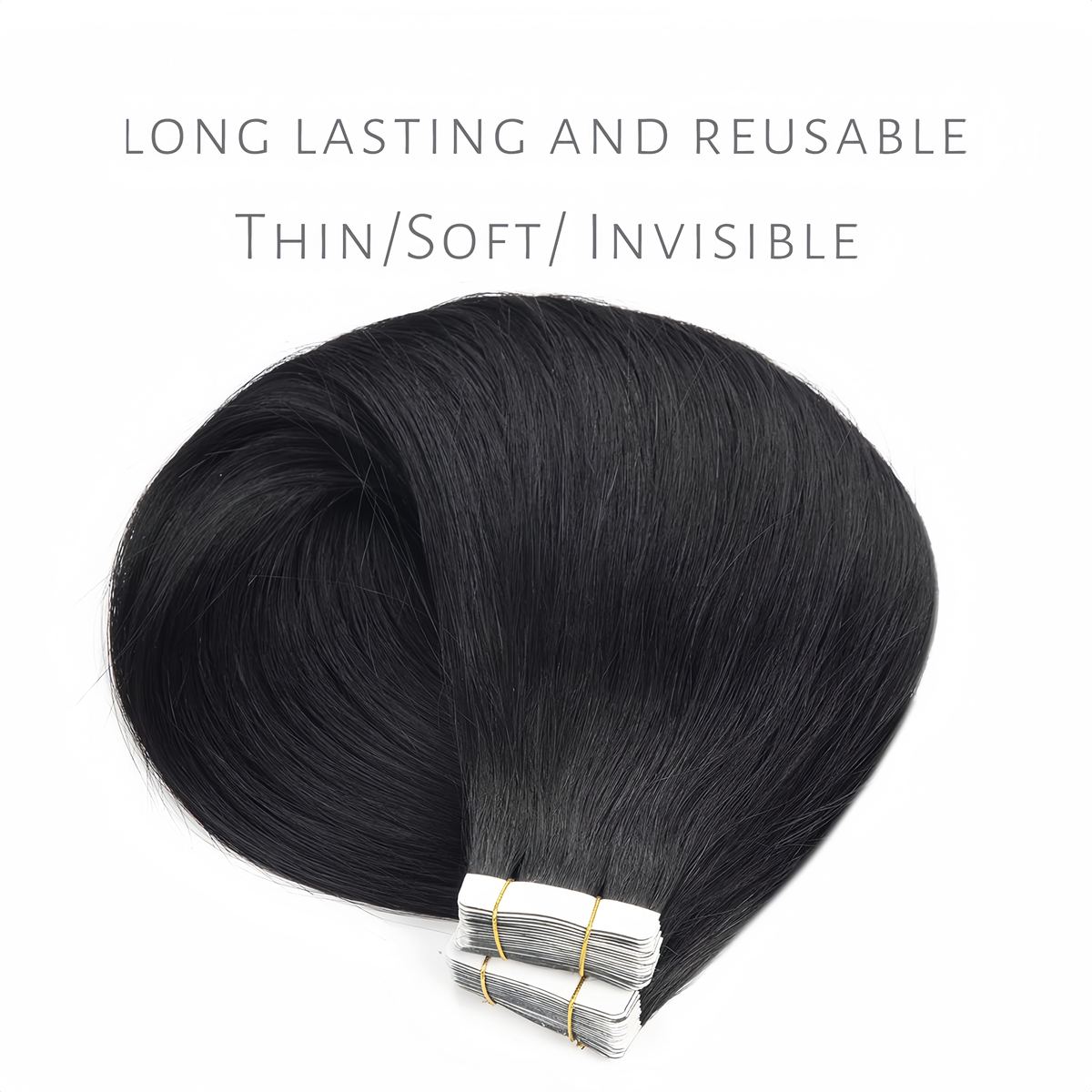 Wholesale Virgin  Human Hair Extensions Double Tape in Hair dark HE-TI-ST-#1-16inch 3