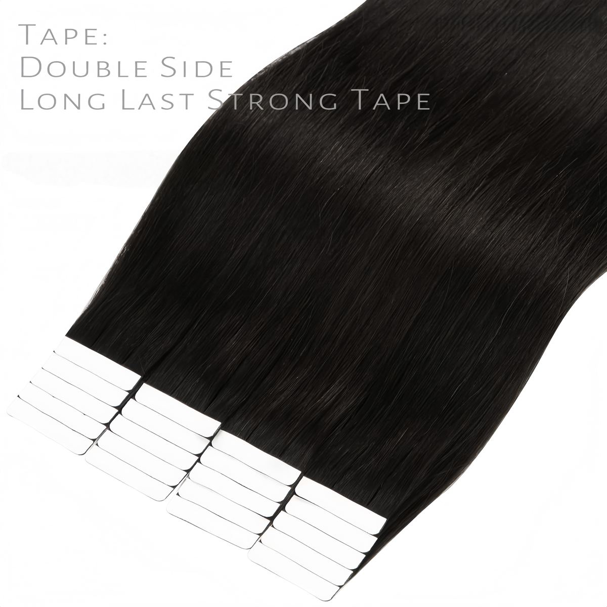 customized Virgin Hair Tape Natural color Straight Tape in Extensions HE-TI-ST-#1B-16inch 3